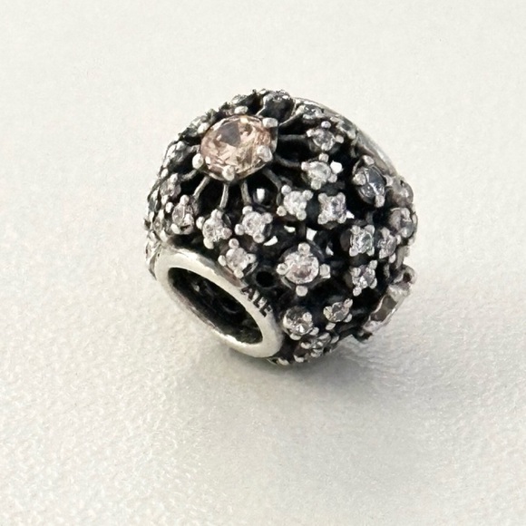 Pandora Inner Radiance Orange Champagne Clear CZ Sparkly Rare Retired Bead Charm - Picture 2 of 6